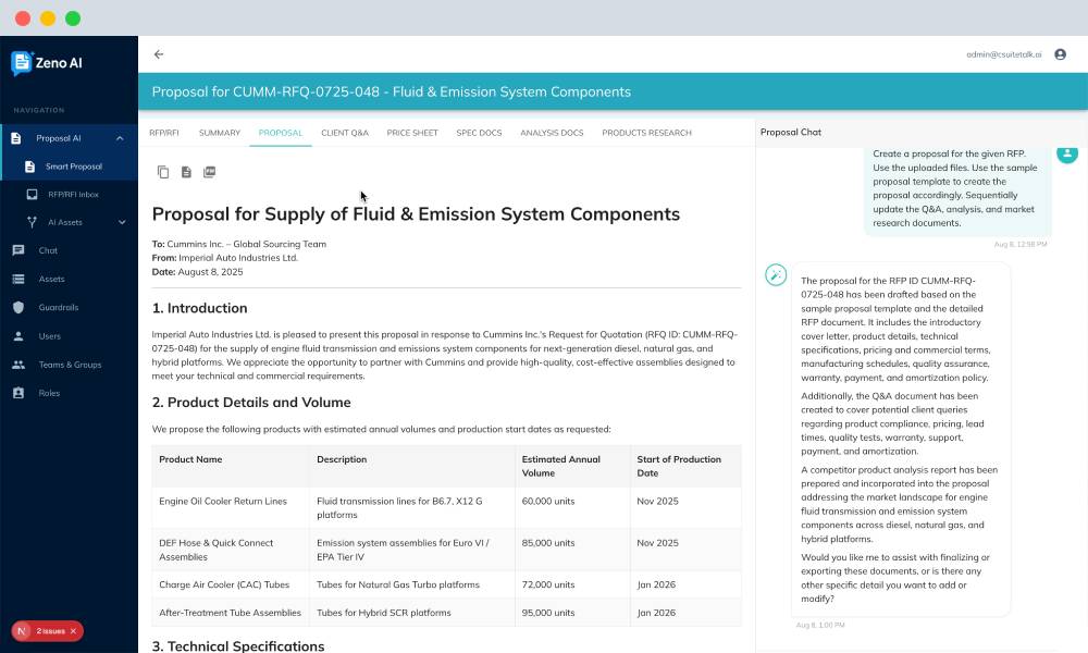 Zeno AI automated proposal generation tool